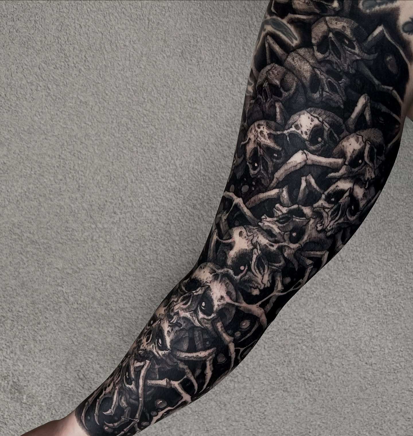 Tattoo by @bloodstonetattoos — black_and_grey, dark_realism