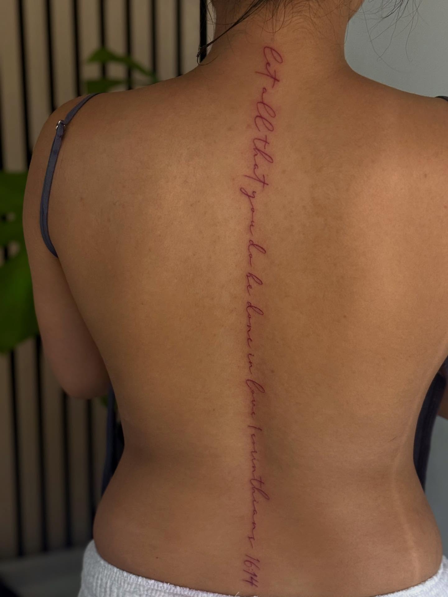 Script lettering lettering script tattoo on the back by thuy (twee) <3, San Jose, California