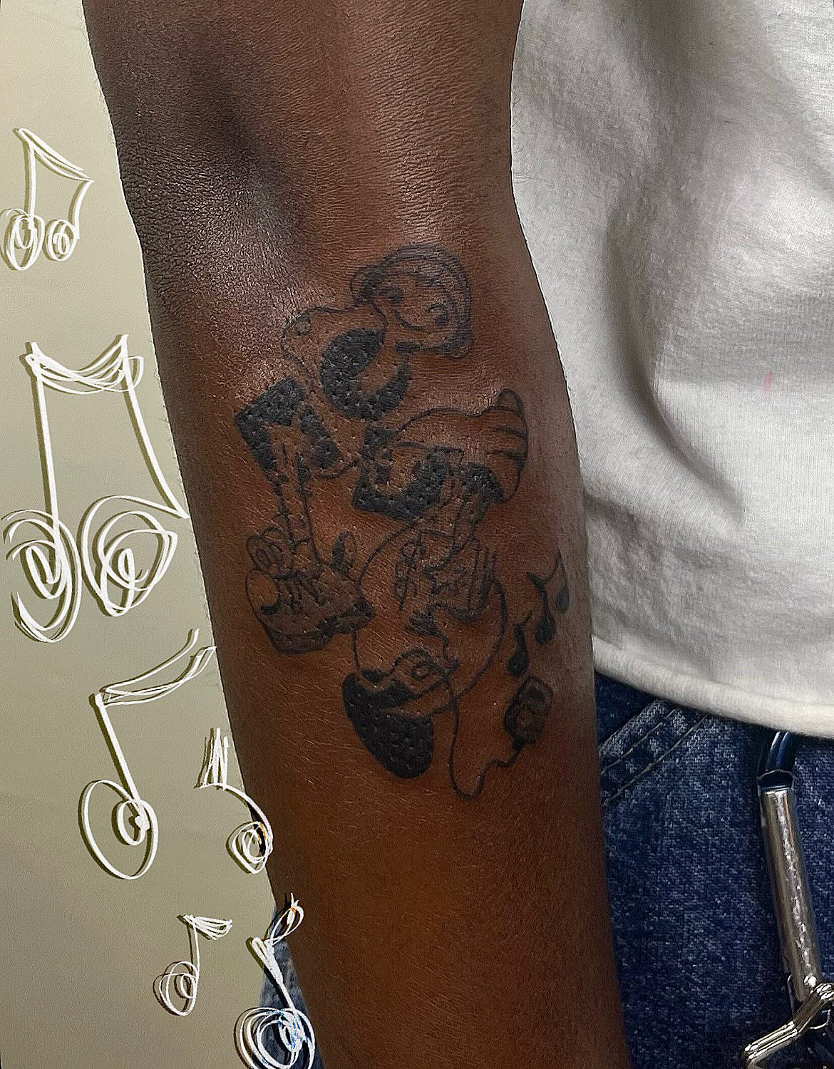 Mickey mouse dotwork tattoo on the forearm by luce elias :