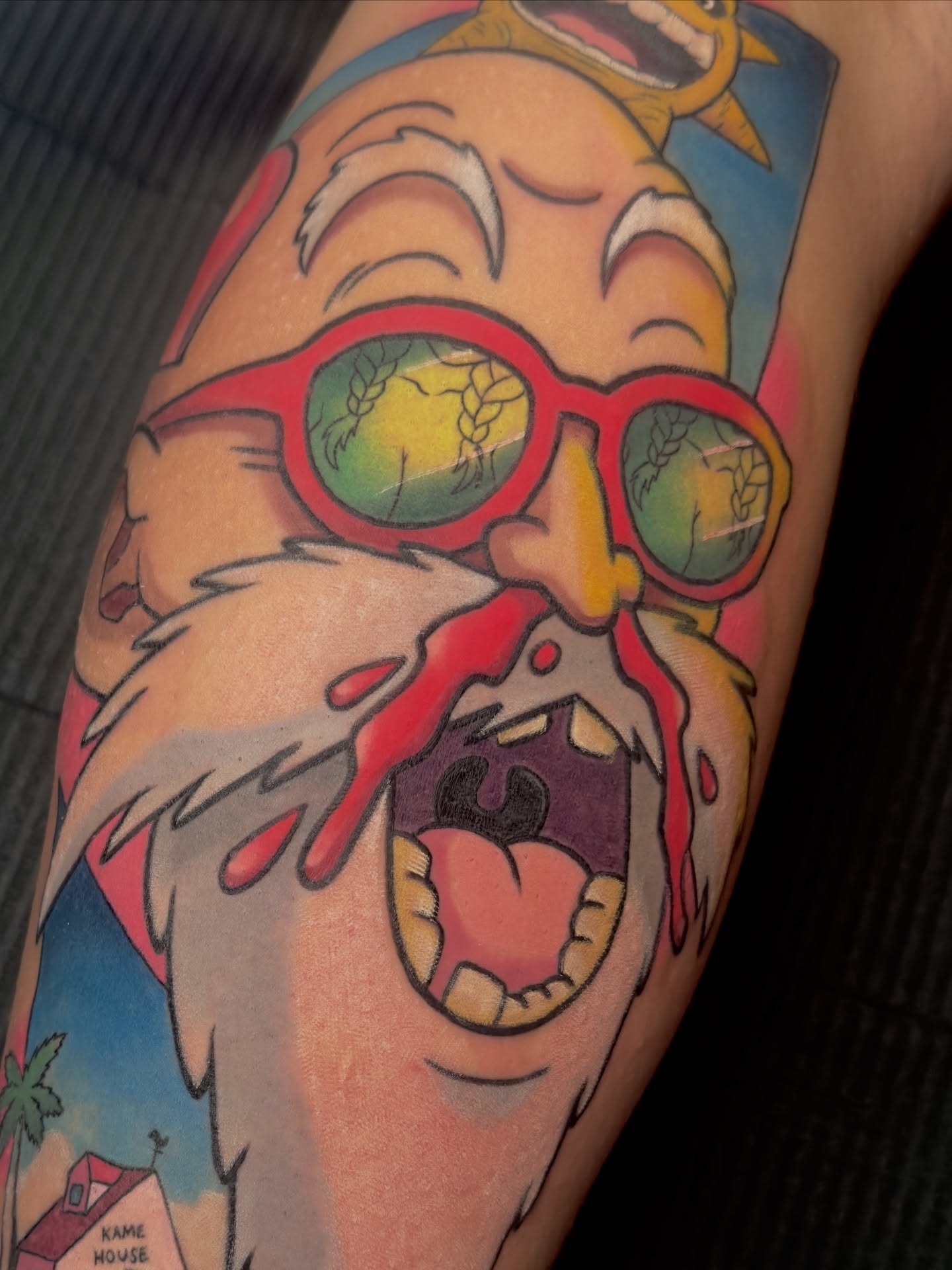 Grandpa new school tattoo on the forearm by Luke Mullins, Frederick, Maryland