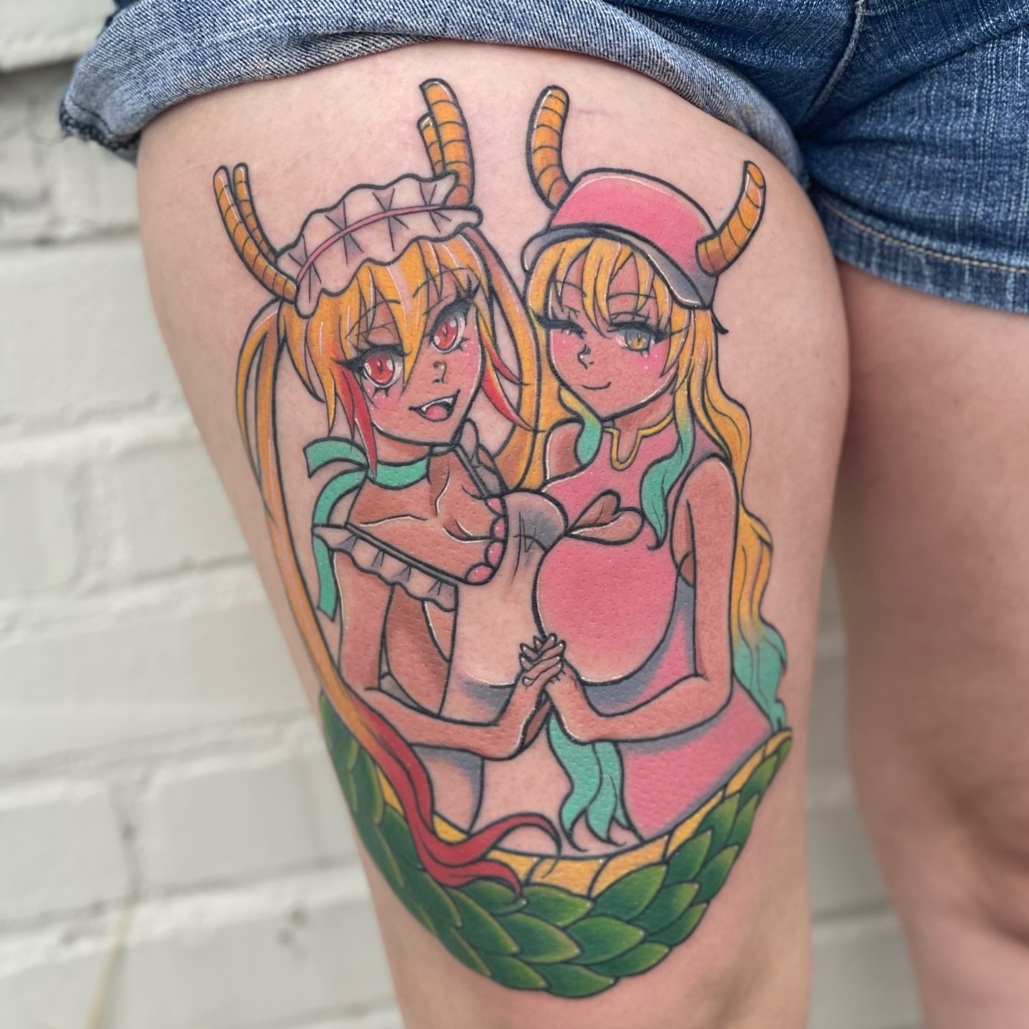 Anime characters anime tattoo on the thigh by ⓒⓨⓡⓤⓢ