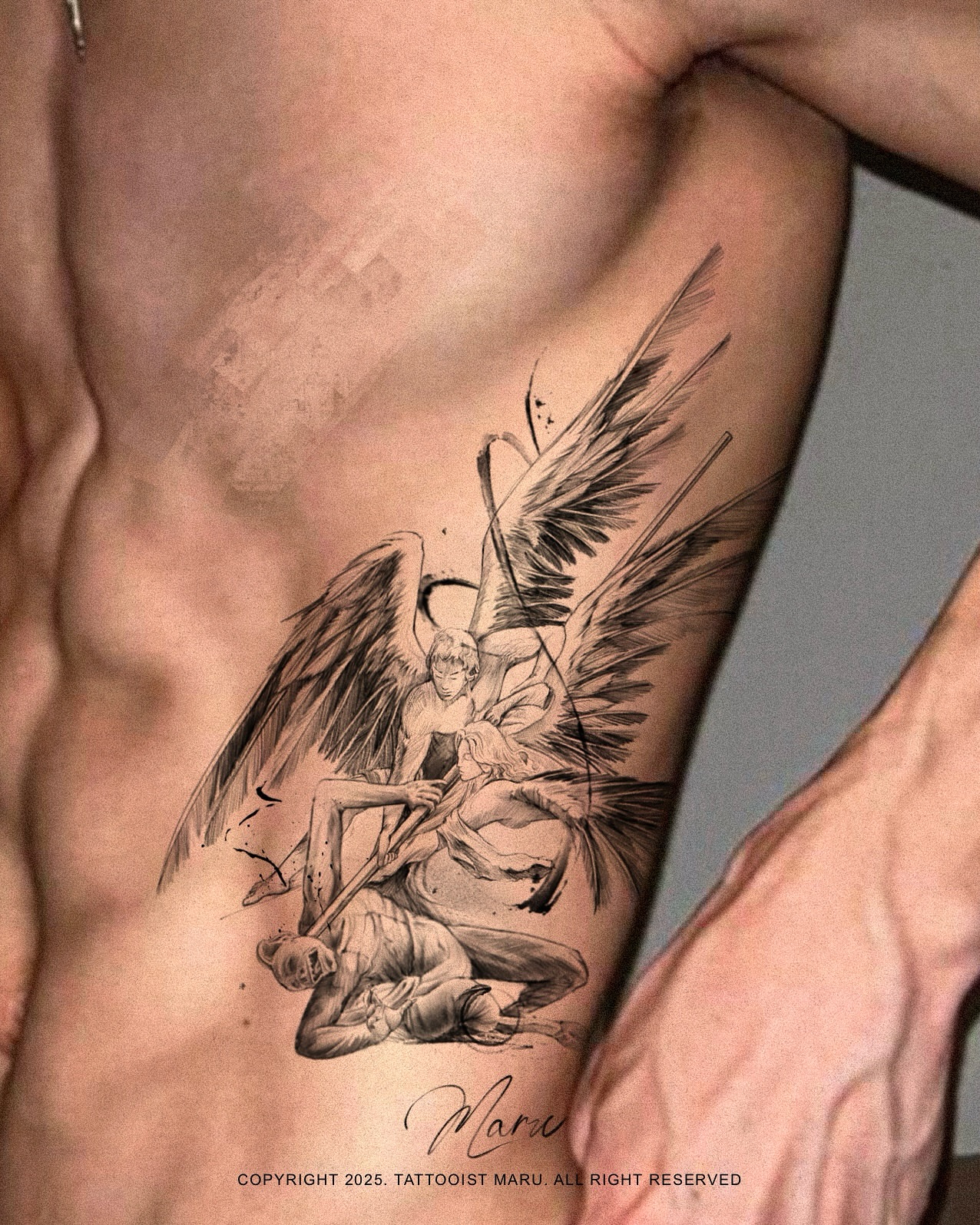 Tattoo by @maru.tattooist — black_and_grey, realism