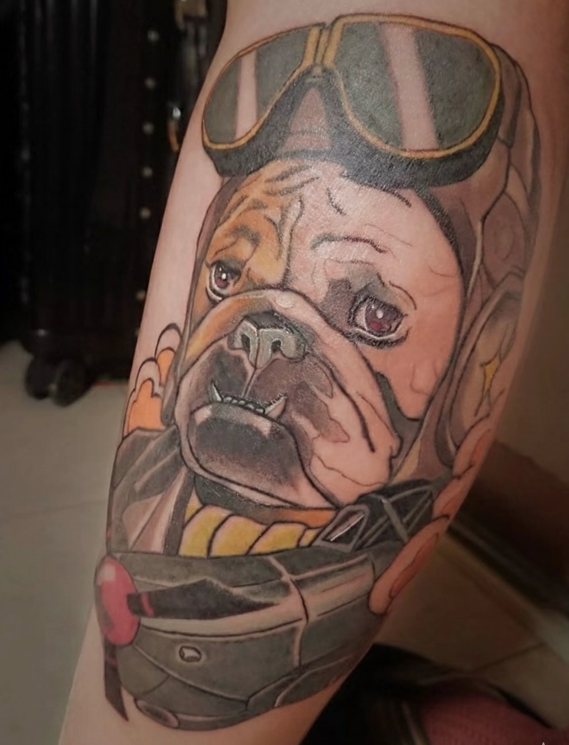 Bulldog pilot realism tattoo on the forearm by Sydney Walk in Tattoo, Sydney, New South Wales
