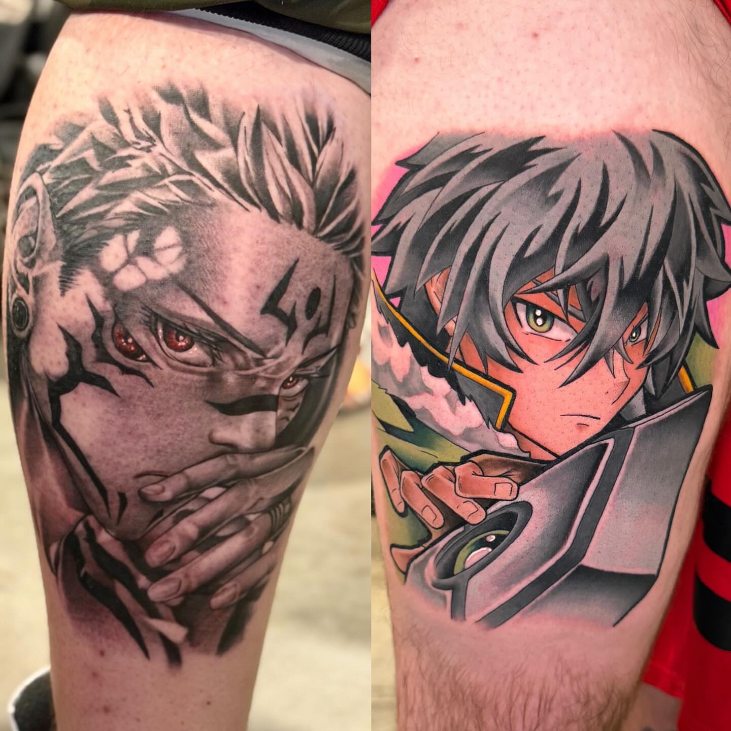 Anime character anime tattoo on the forearm by Bryon McVaney
