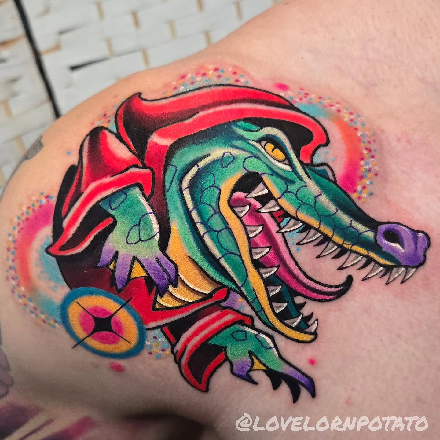 Tattoo by @lovelornpotato — dotwork