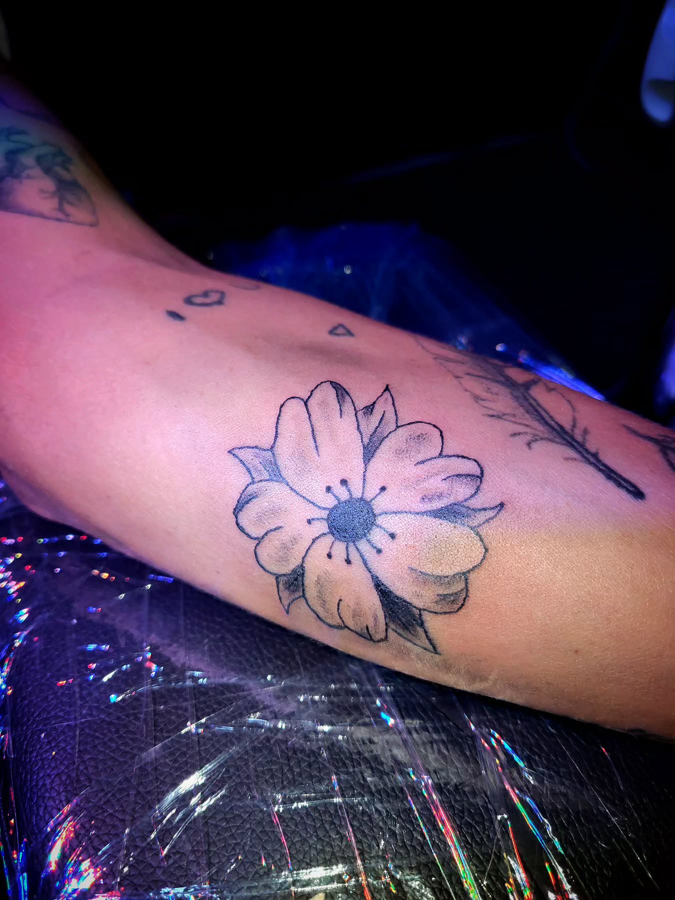 Flower black and grey tattoo on the forearm by Kyle - Portland Oregon Tattoo Artist