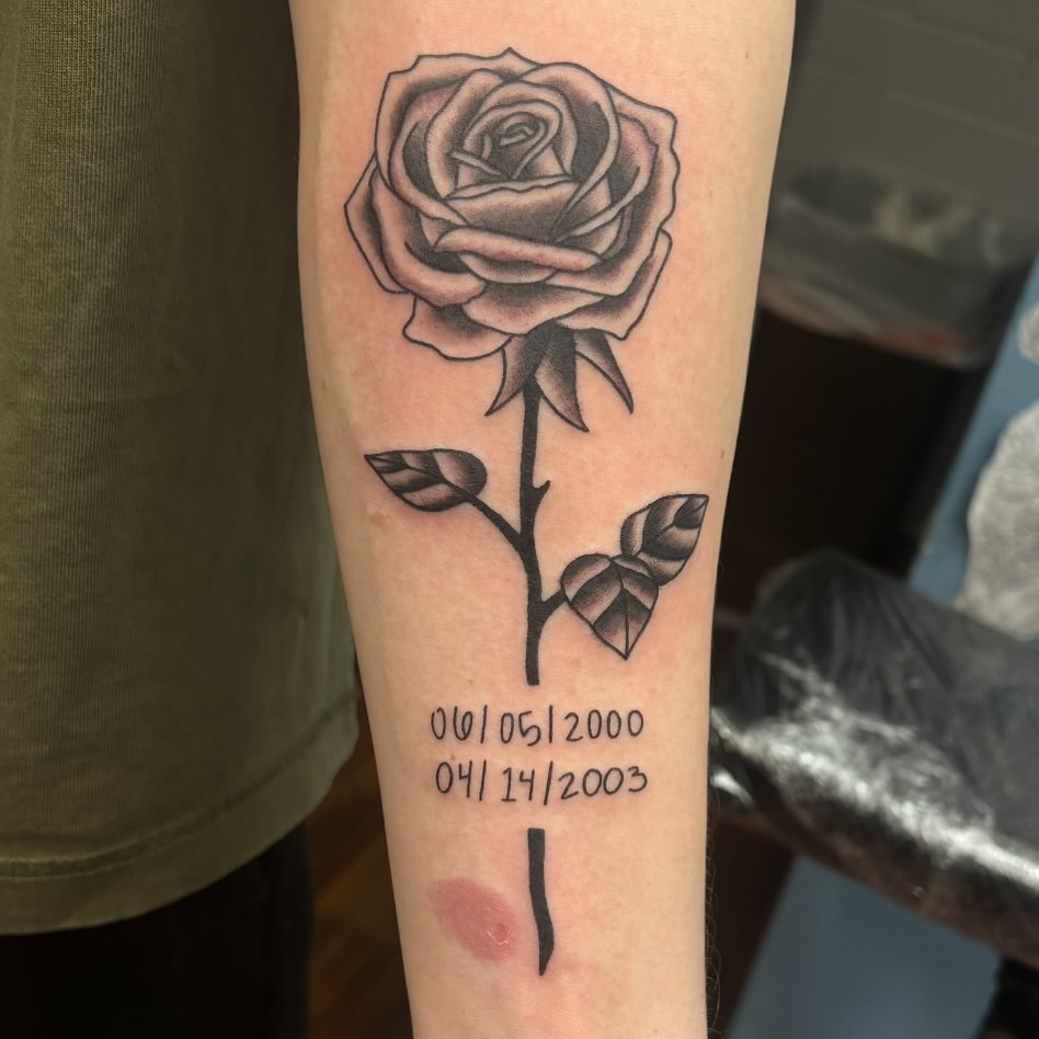 Rose black and grey tattoo on the forearm by ๐๐๐ฑ๐ฑ๐ฌ๐ฌ ๐๐ฏ๐ฑ๐ฆ๐ฐ๐ฑ