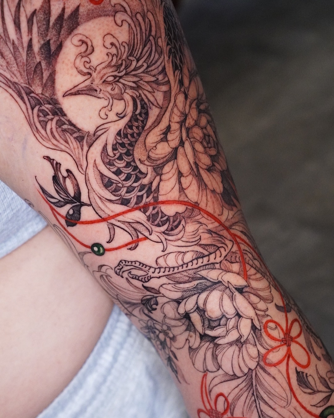 Bird and floral japanese irezumi tattoo on the forearm by 🌛 Lê Huỳnh🌜, Dallas, Texas