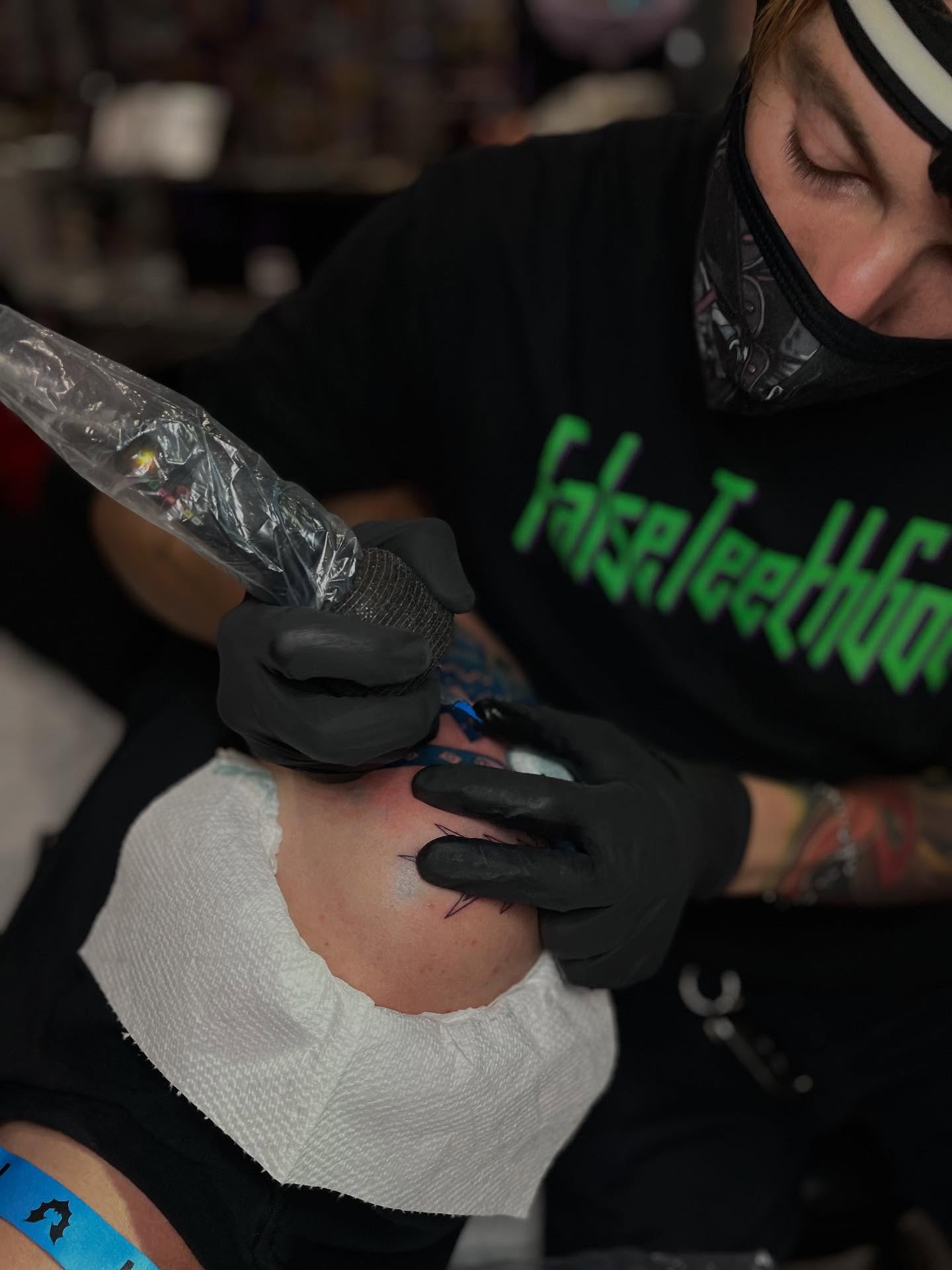 Tattoo by @falseteethgod — dotwork