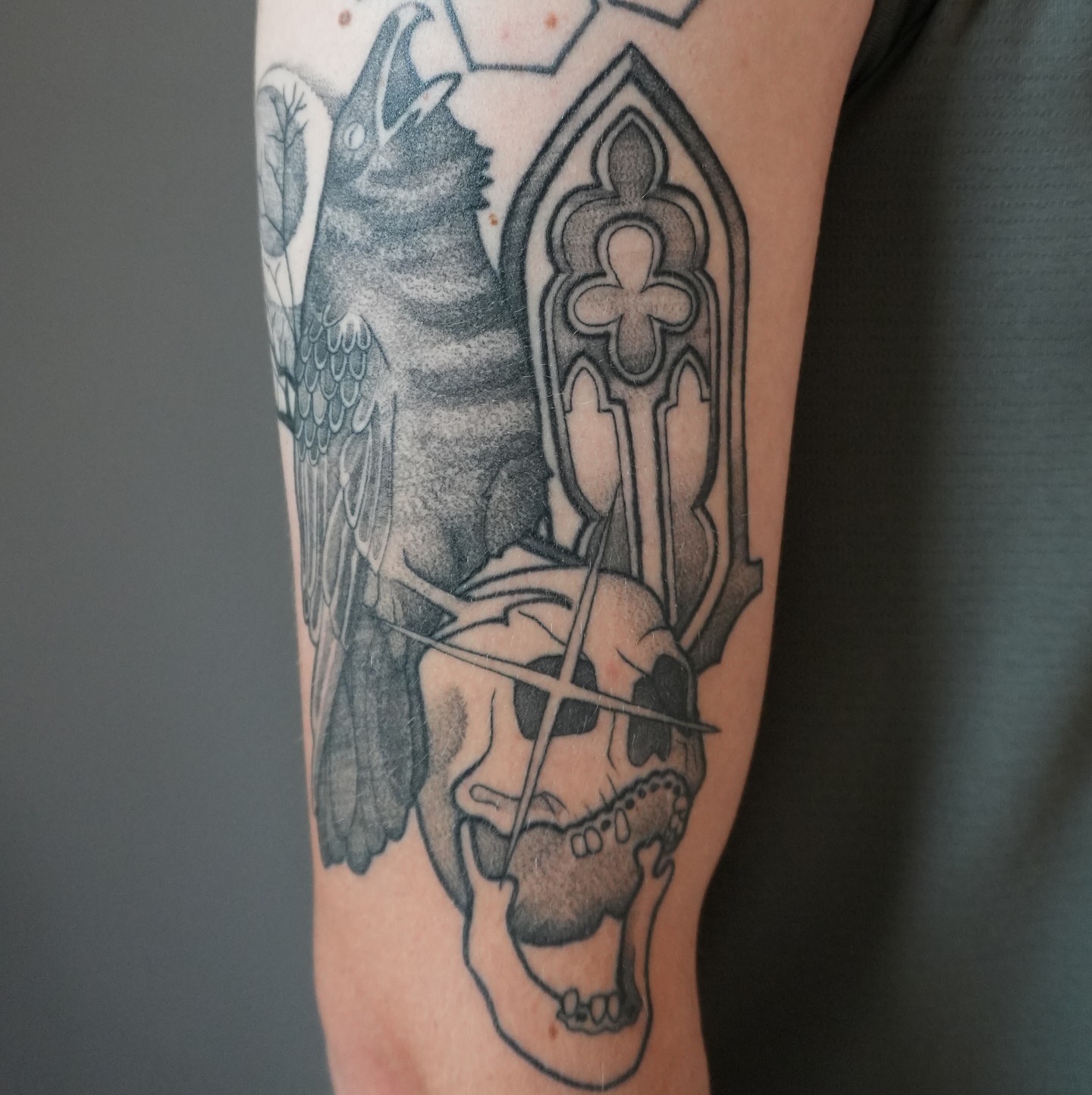 Bird and skull realism tattoo on the forearm by Sophie ✨ Nashville Tattoo Artist ✨
