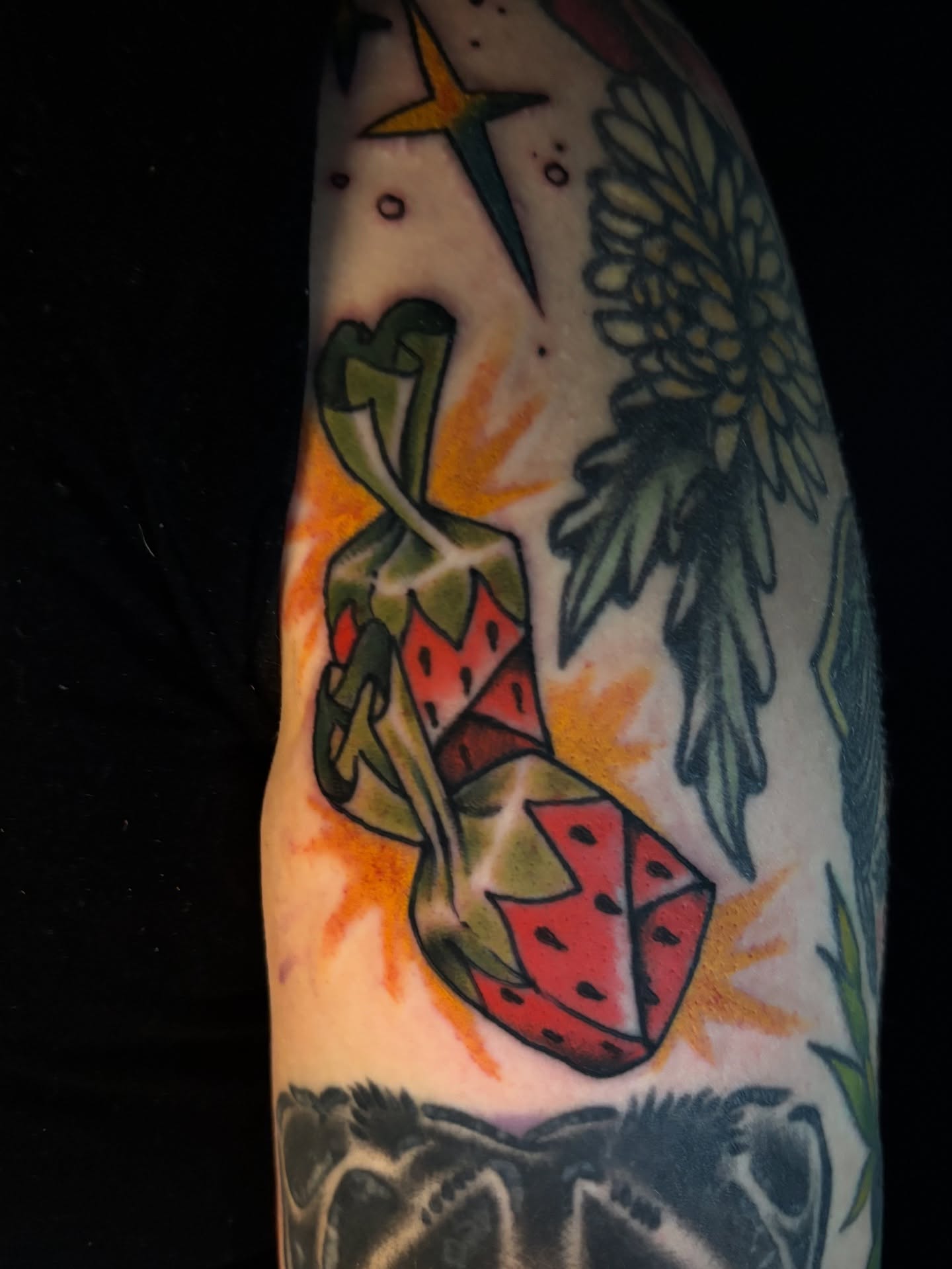 Watermelon slice American traditional tattoo on the forearm by π―πππππ