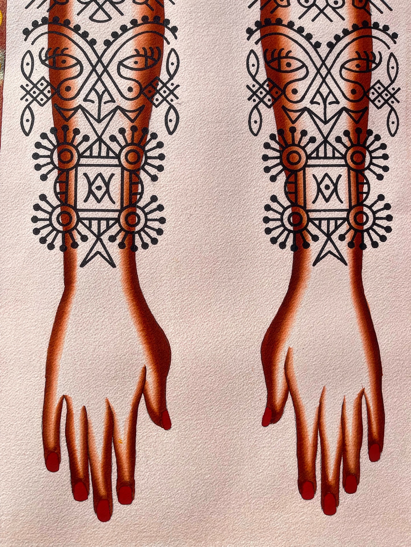 Geometric pattern geometric tattoo on the upper arm by Swasthik Iyengar, New York, New York