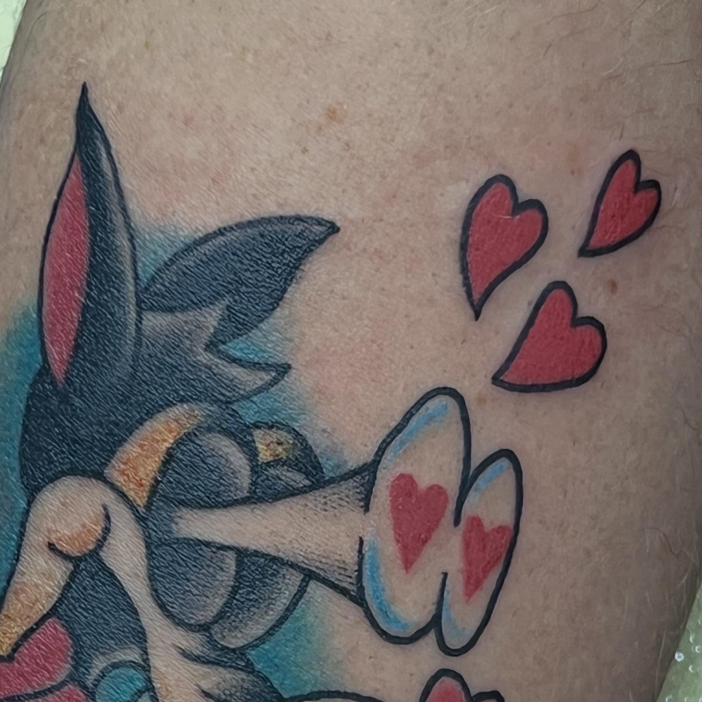 Sonic the hedgehog American traditional tattoo on the upper arm by Sav