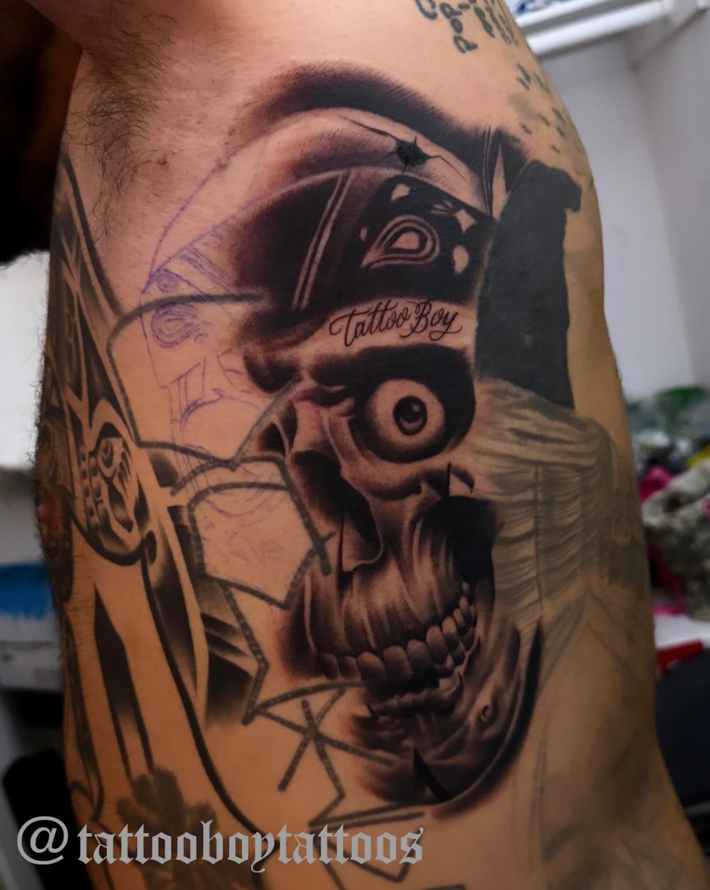Skull realism tattoo on the forearm by TattooBoyTattoos