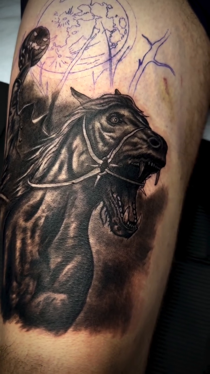 Tattoo by @brooksctattoos — dark_realism, black_and_grey