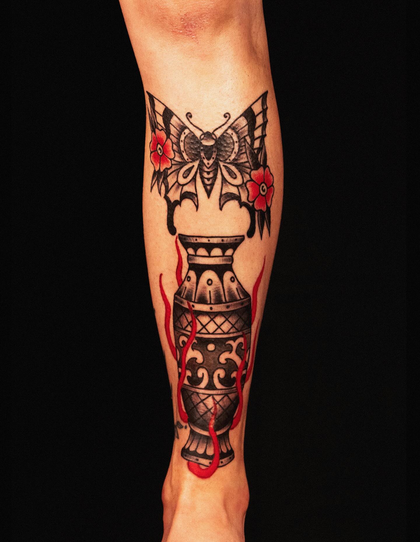 Tattoo by @dodgetattoos — american_traditional, geometric