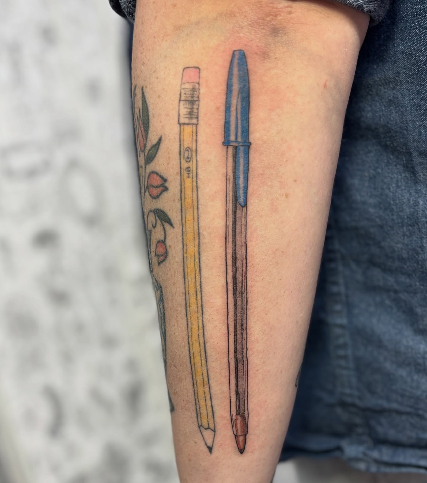 Pencil and pen realism tattoo on the forearm by eli (eh-lee)