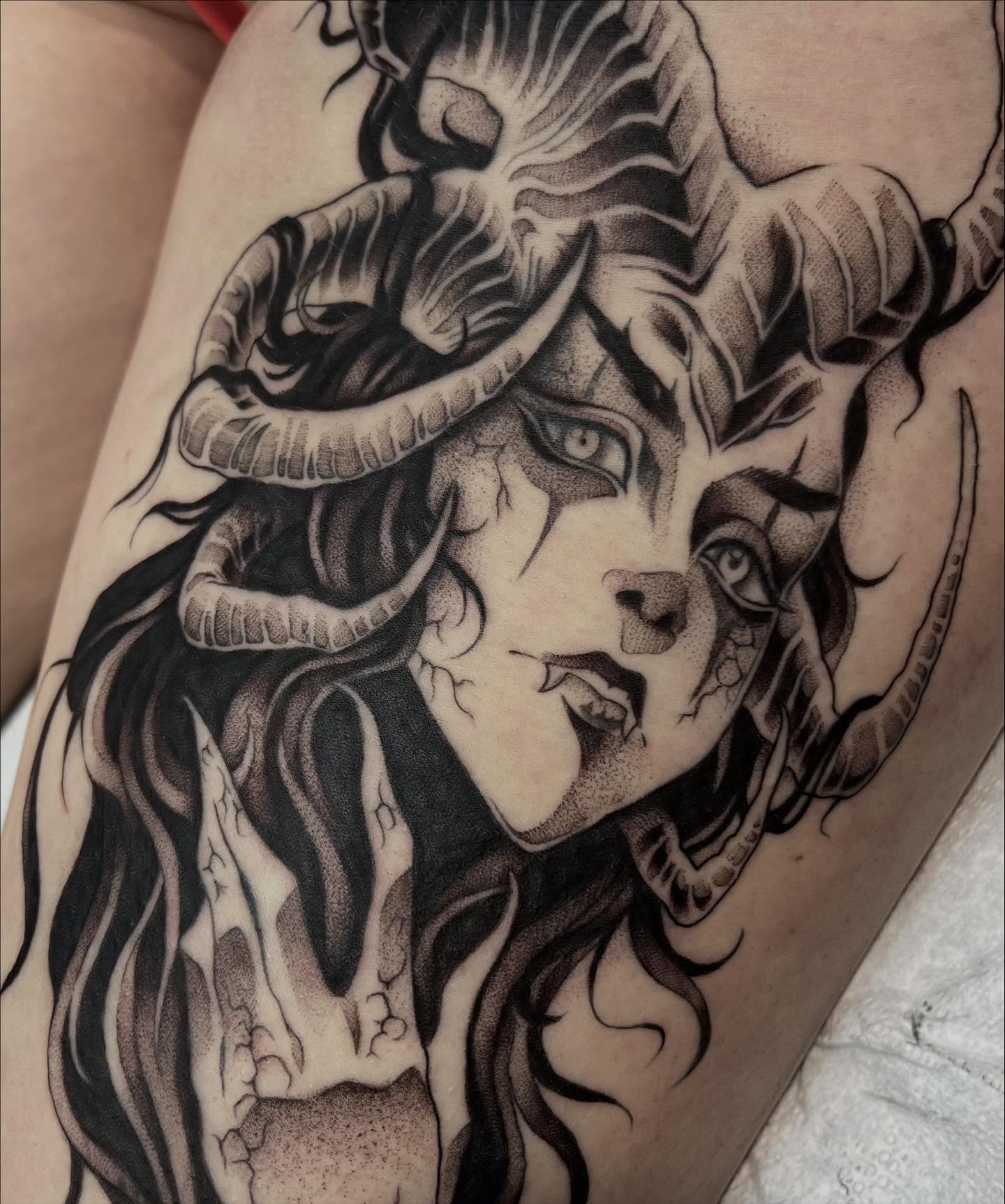 Tattoo by @apriljaytattoo — dotwork, realism