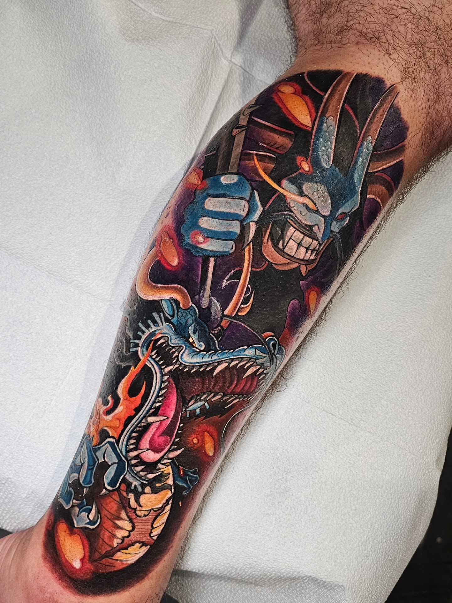 Tattoo by @truepigments — japanese_irezumi, dotwork