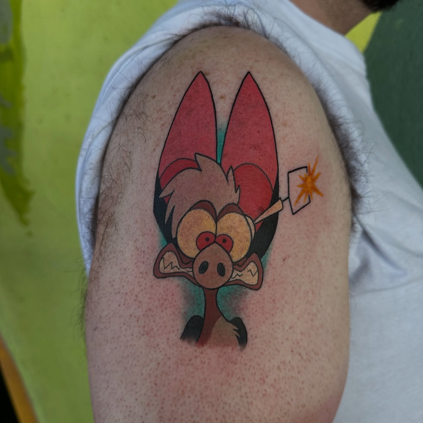Warthog dotwork tattoo on the shoulder by Holle Hellfire