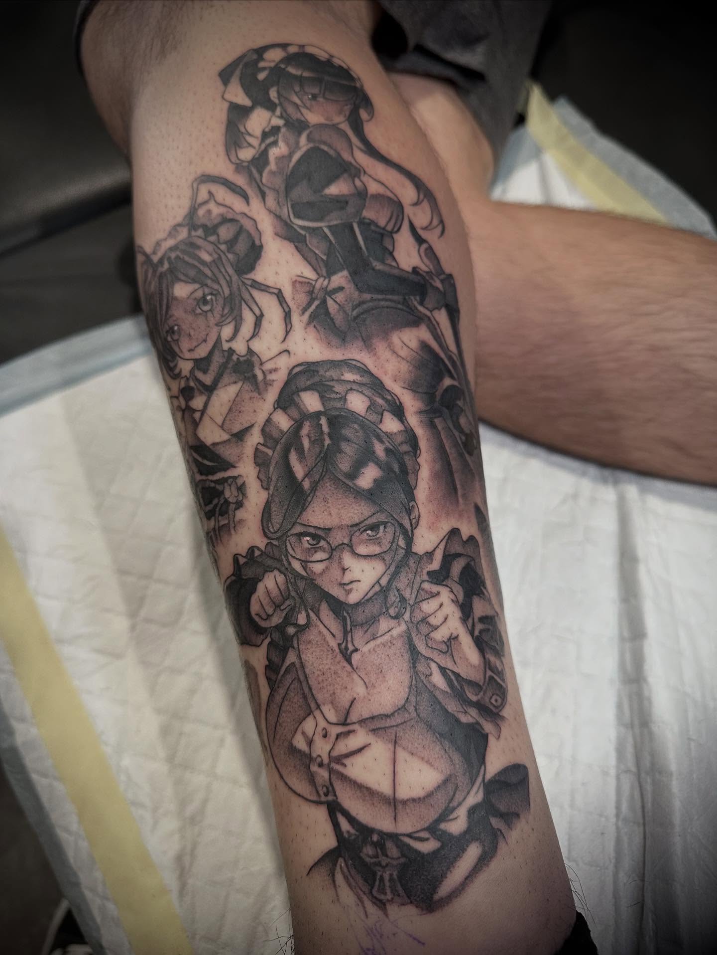 Anime characters anime tattoo on the forearm by Alfred