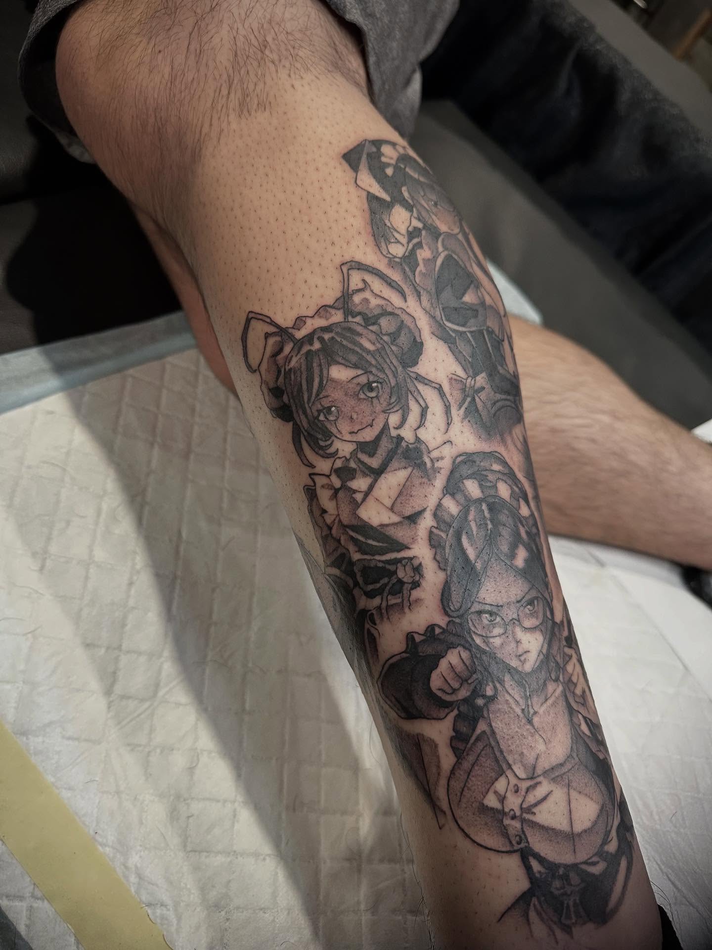 Tattoo by @deaddfred — black_and_grey, dotwork