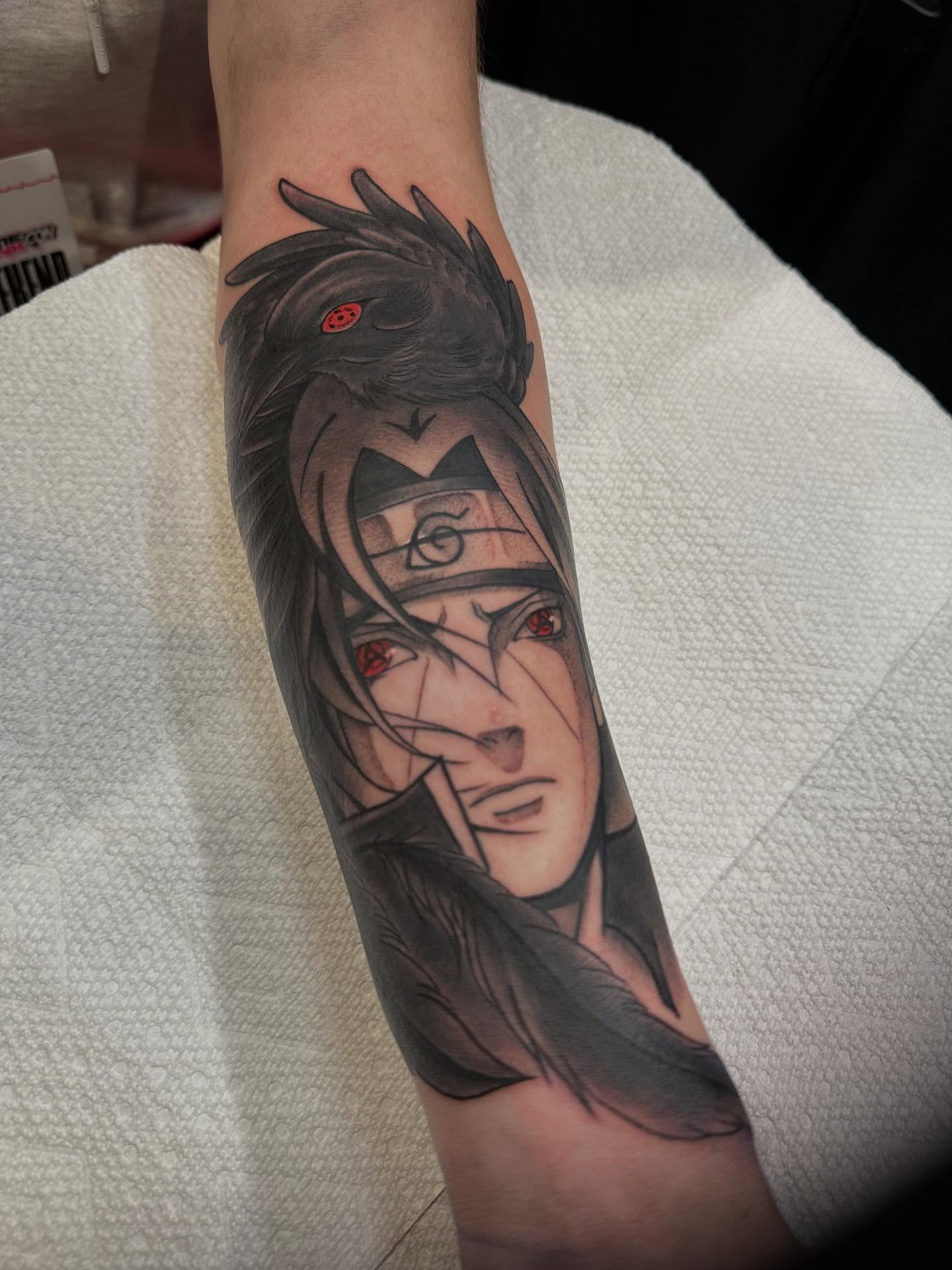 Anime character anime tattoo on the forearm by Alfred