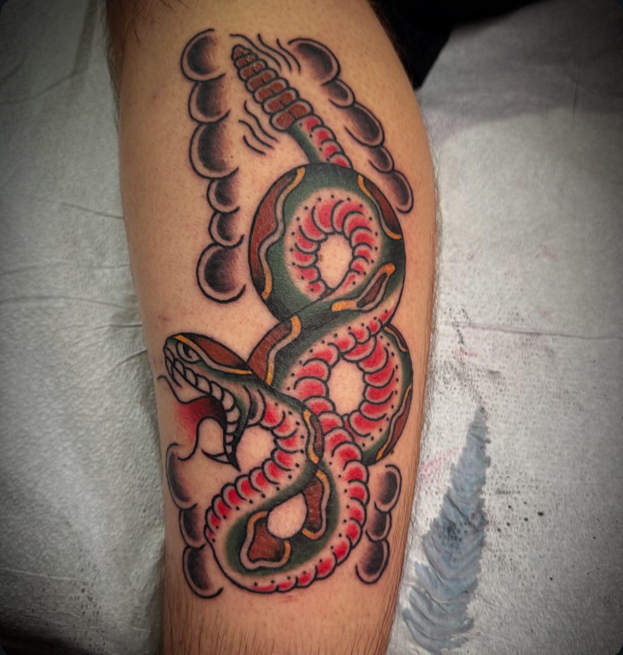 Octopus American traditional tattoo on the forearm by Matt Tyefisher
