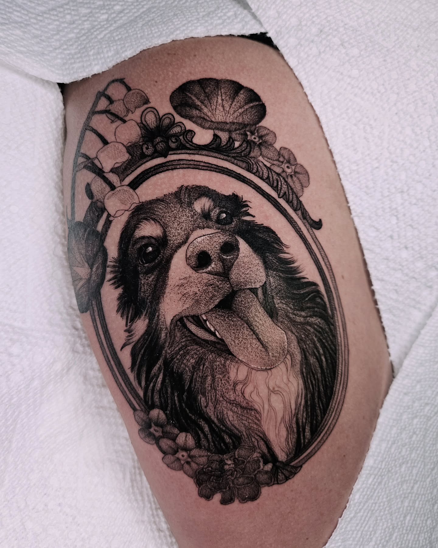 Tattoo by @fermented_ink — black_and_grey, realism