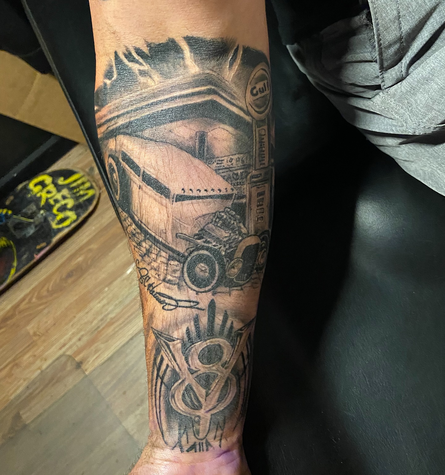 Tattoo by @coltrain_45 — black_and_grey, realism