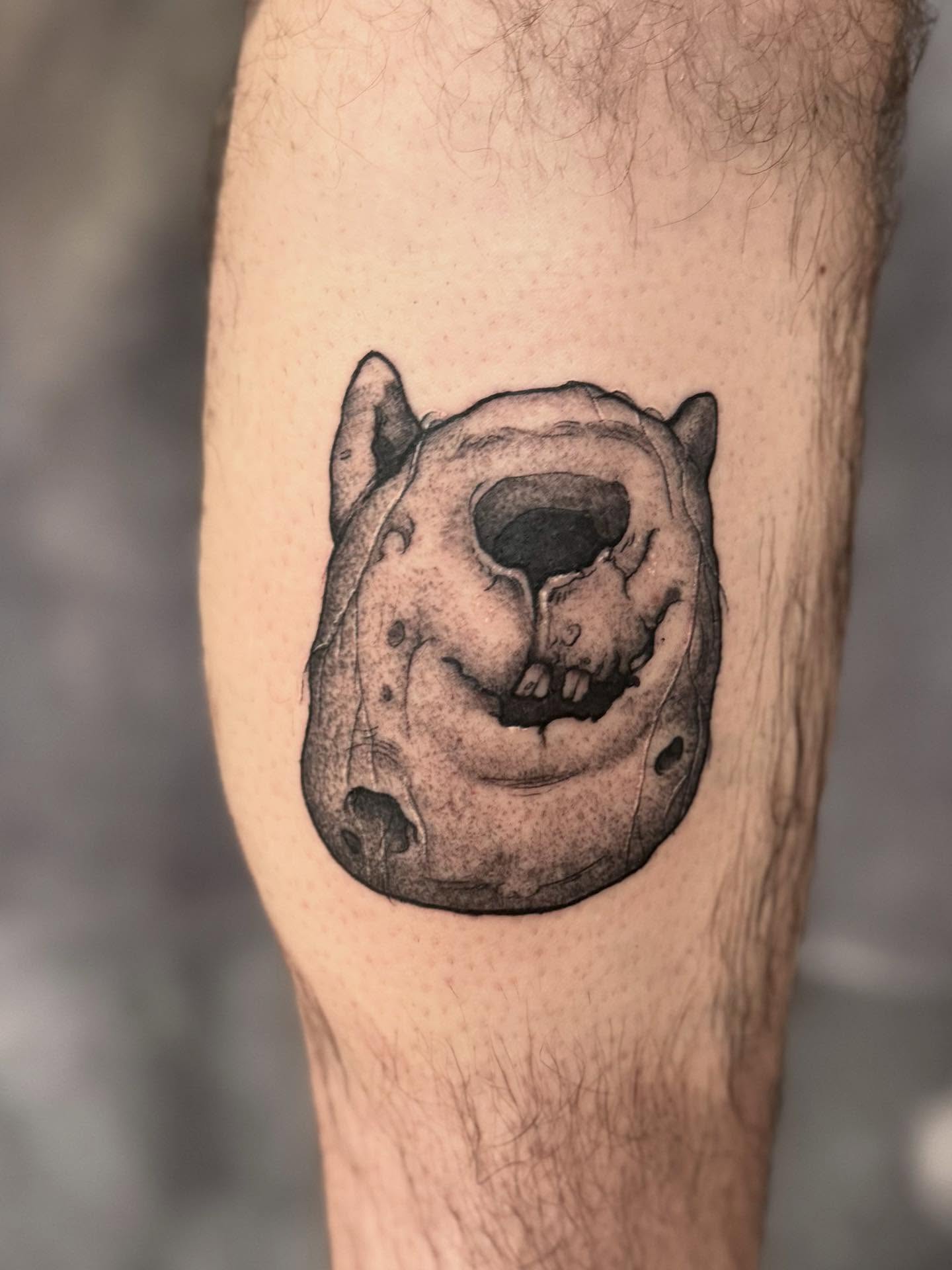 Bear dotwork tattoo on the forearm by Hillary