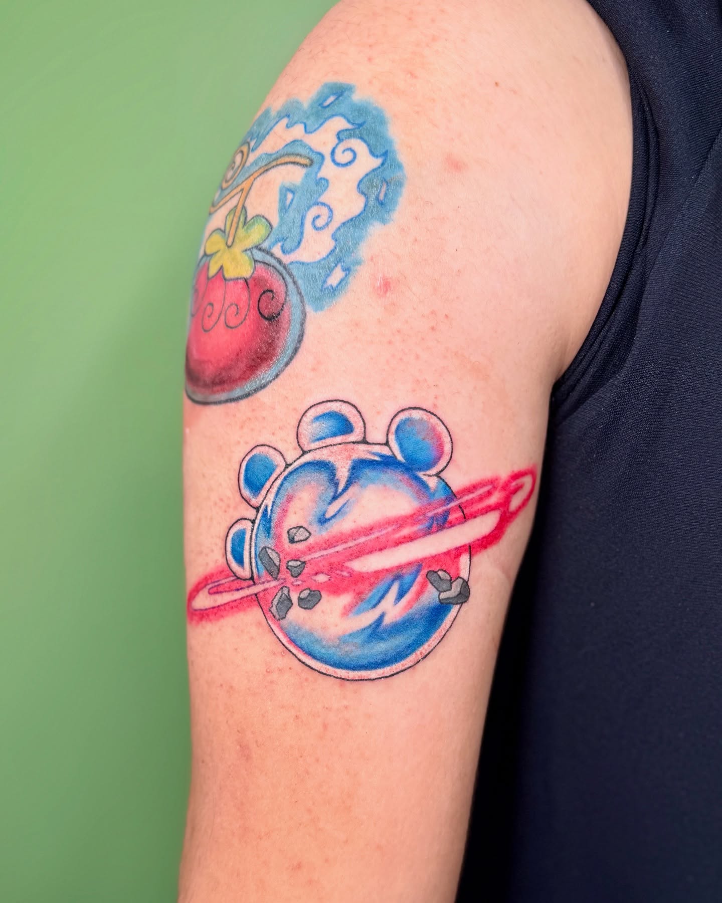 Space-themed dotwork tattoo on the upper arm by Sophie ✨ Nashville Tattoo Artist ✨
