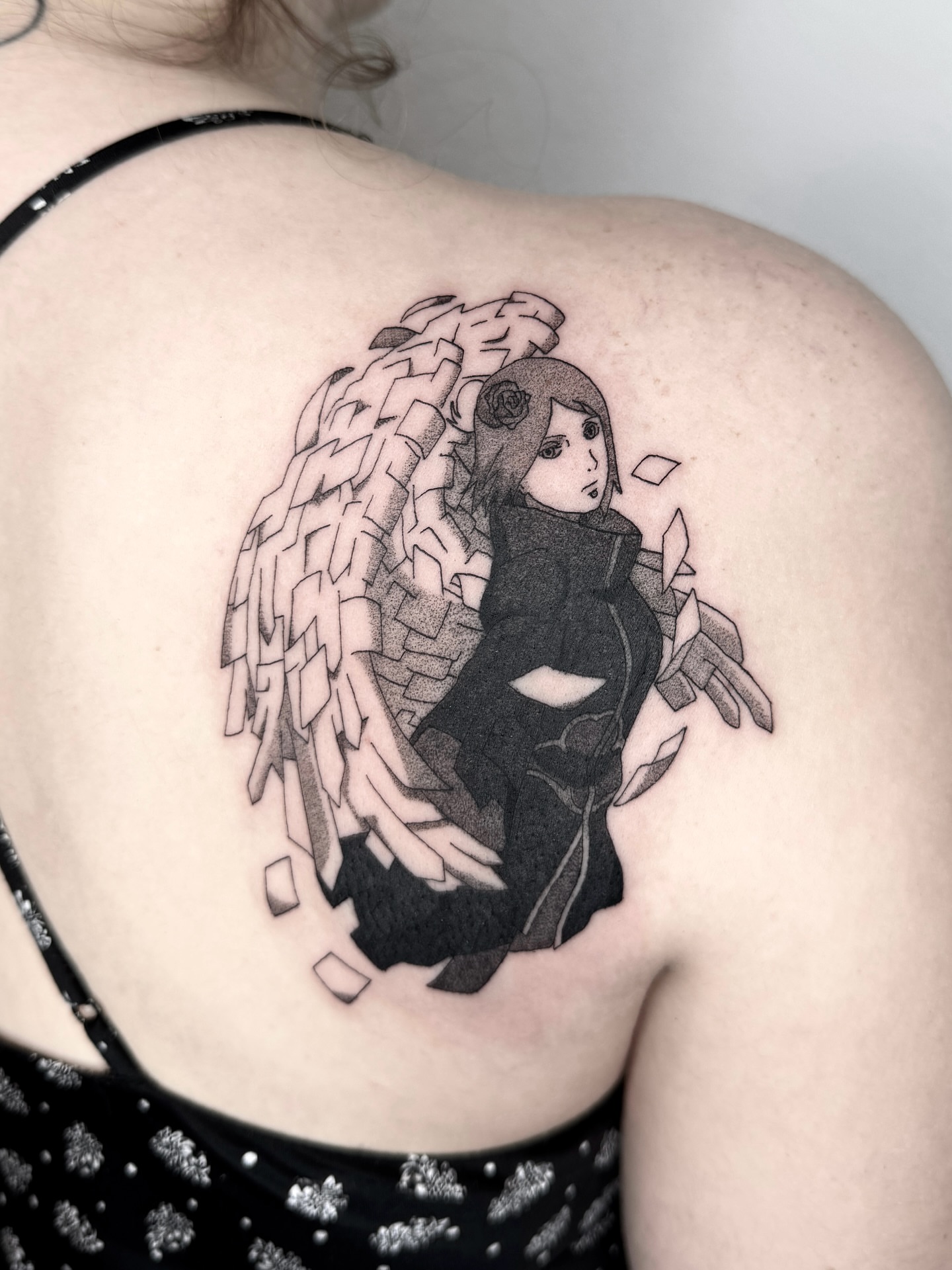 Tattoo by @a.ink.tattoo_leo — anime, dotwork
