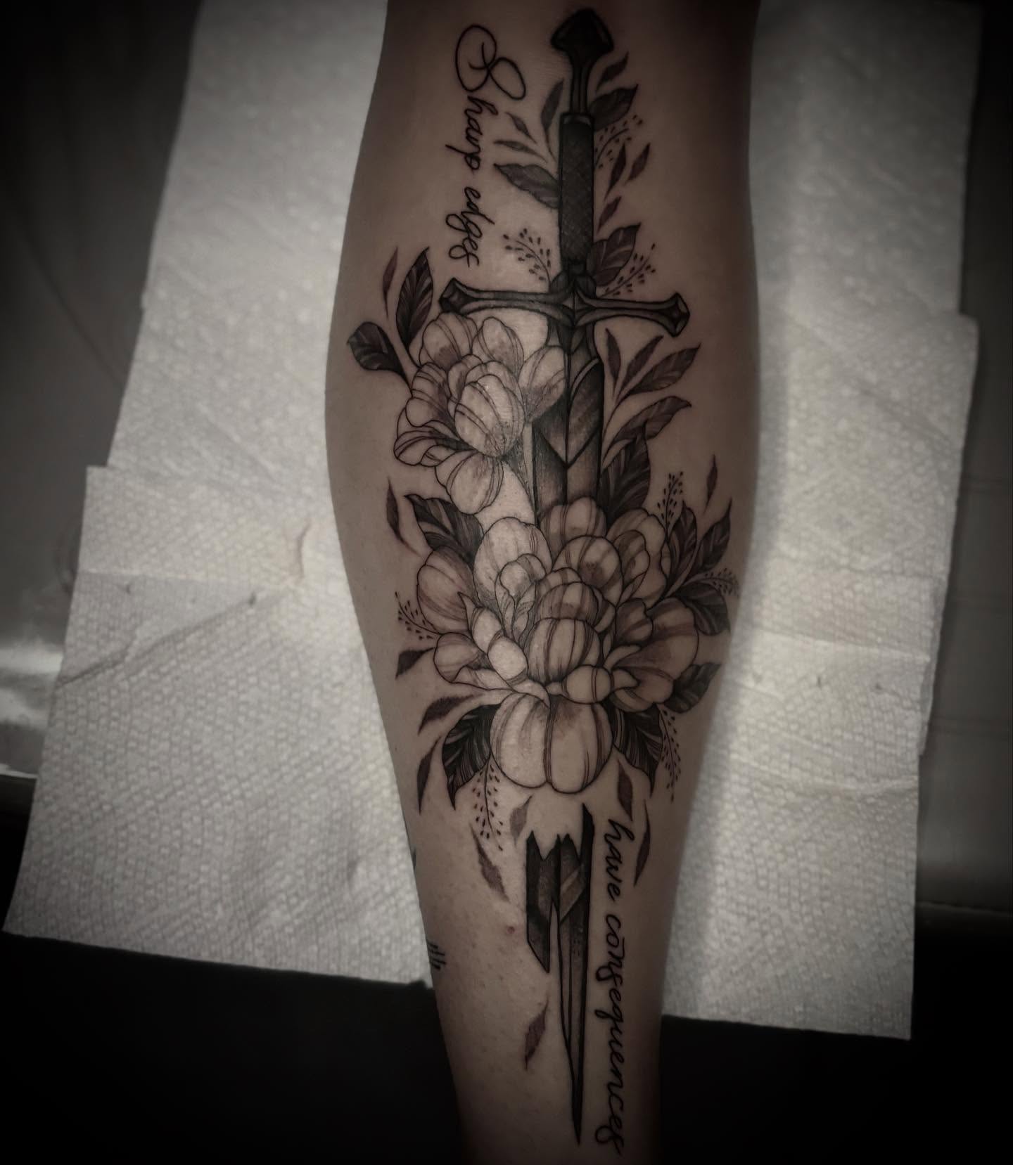 Tattoo by @inkandivvy — black_and_grey, realism
