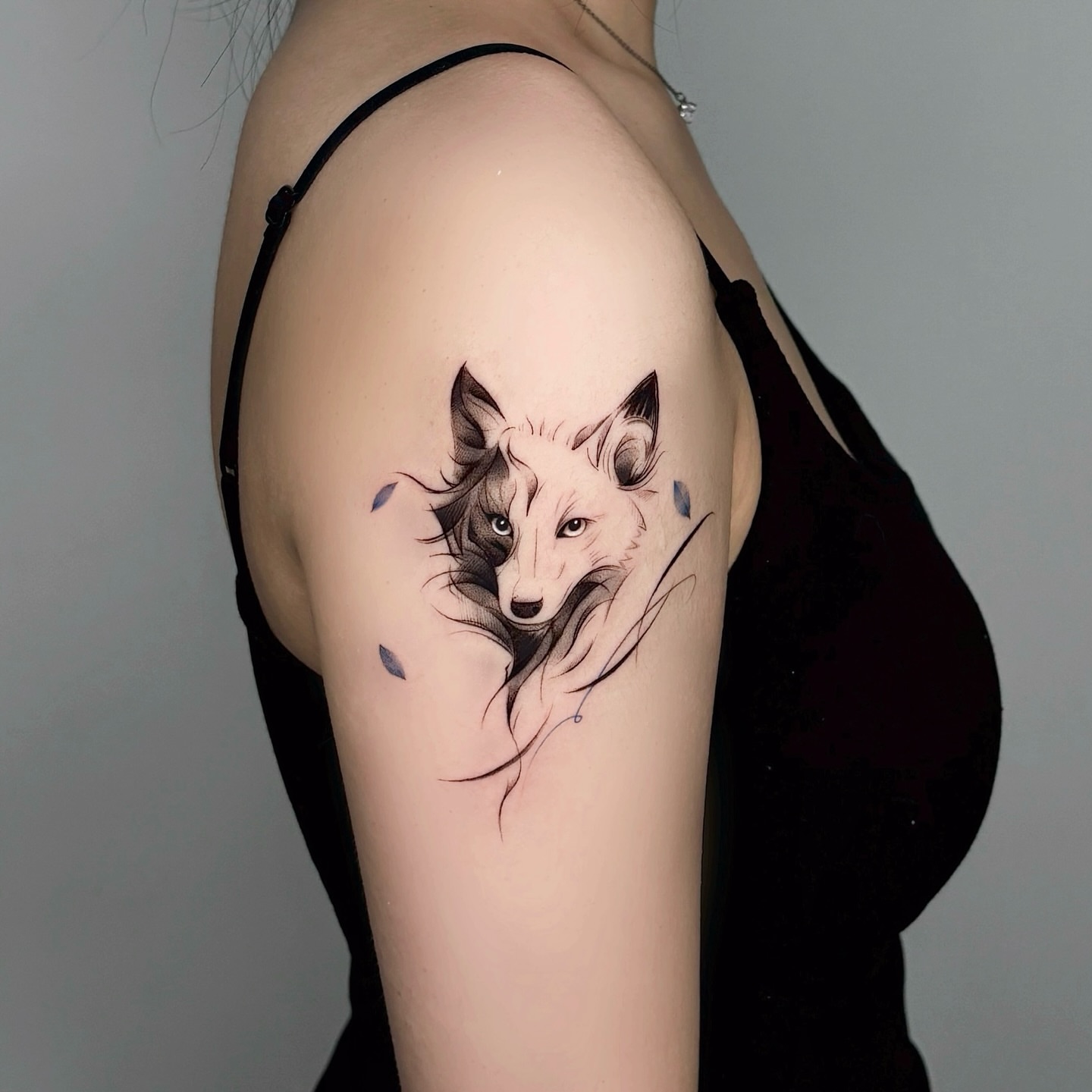 Tattoo by @nyangwol_tattoo — dotwork, realism