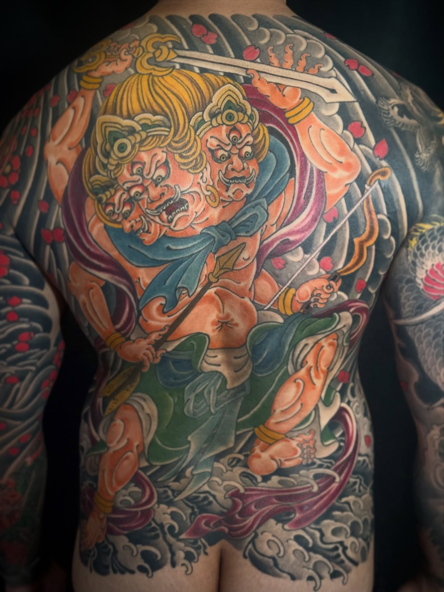 Demon warrior japanese irezumi tattoo on the back by Candi Kinyōbi