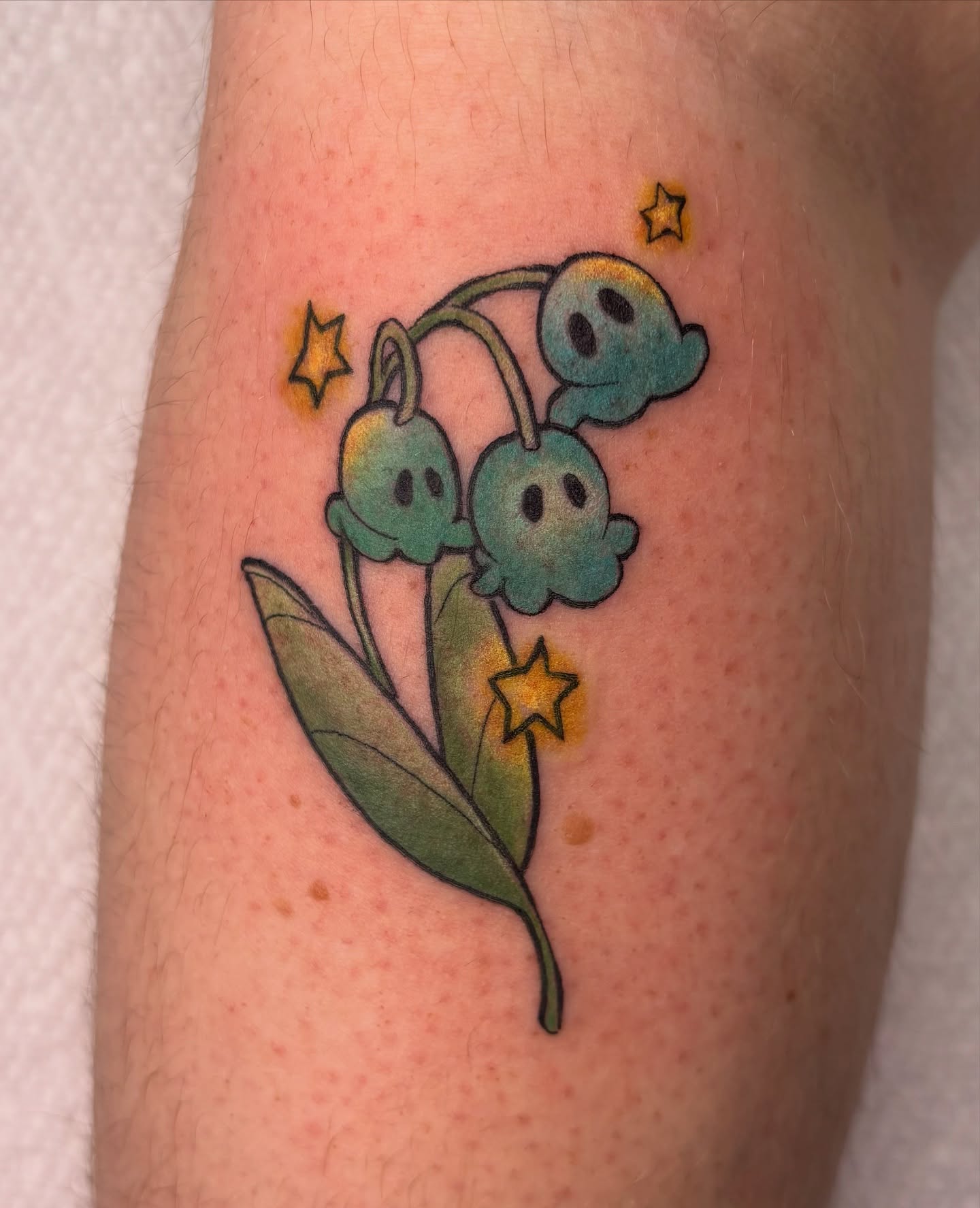 Lily of the valley dotwork tattoo on the forearm by Lilac Rose