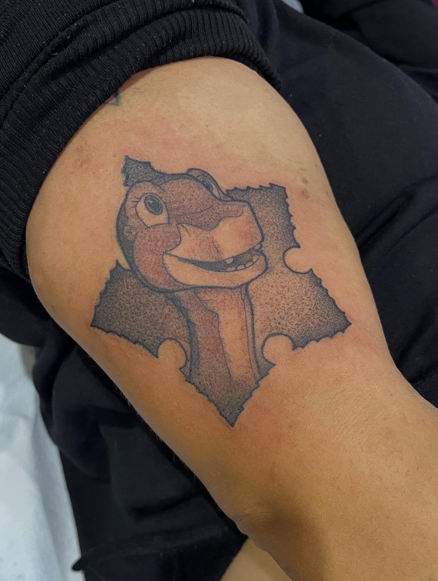 Monkey dotwork tattoo on the forearm by Lauren Bumgardner