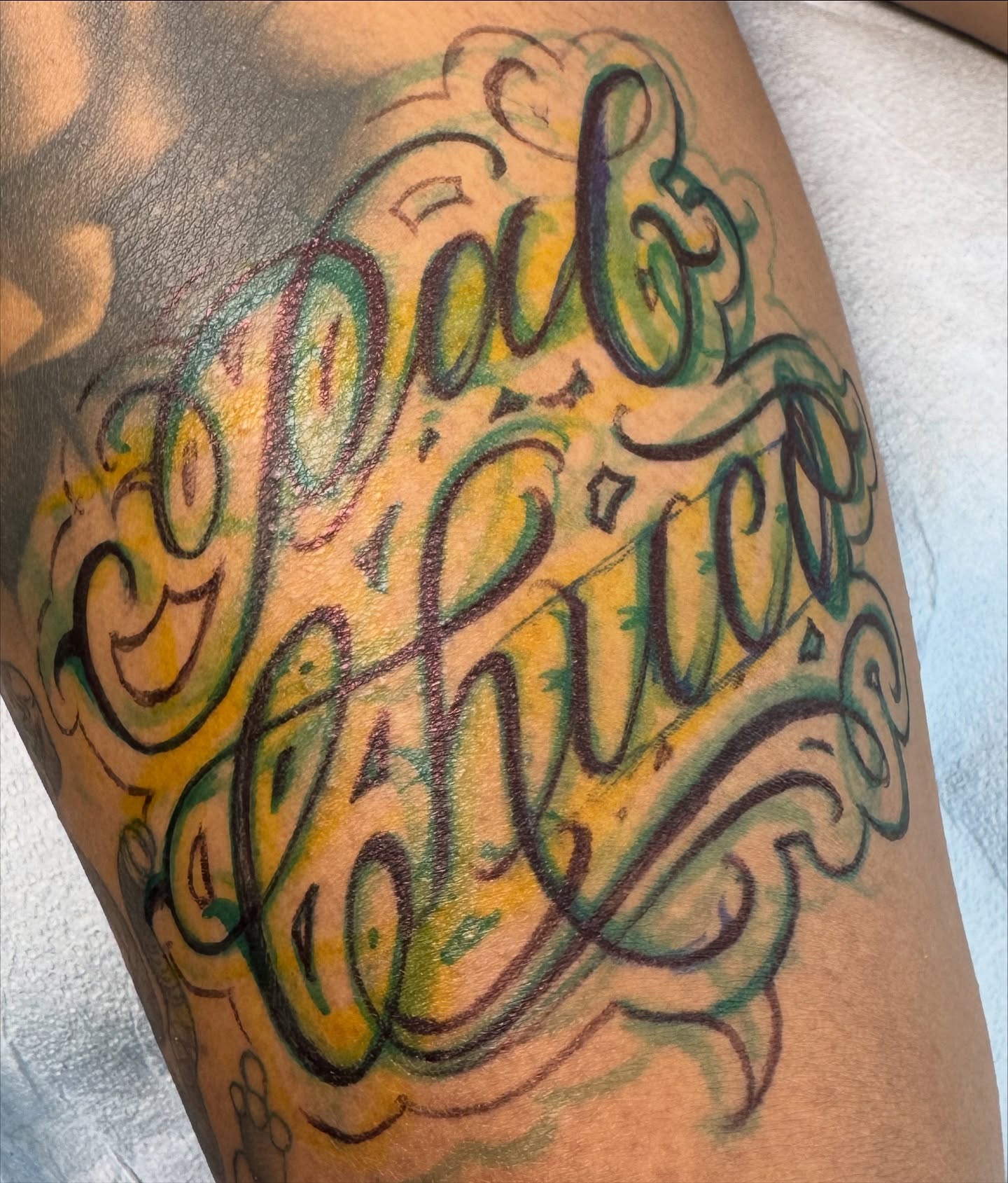 Tattoo by @aintnothinbutagthang817 — lettering_script