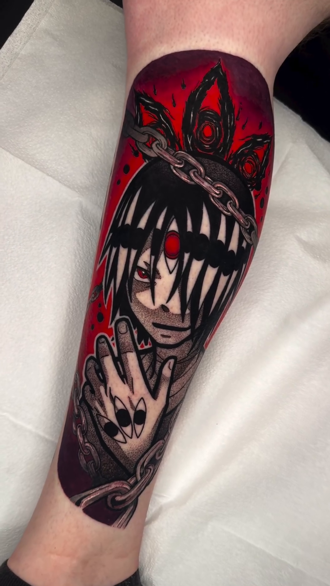 Tattoo by @loulou_tattoos — anime, blackwork