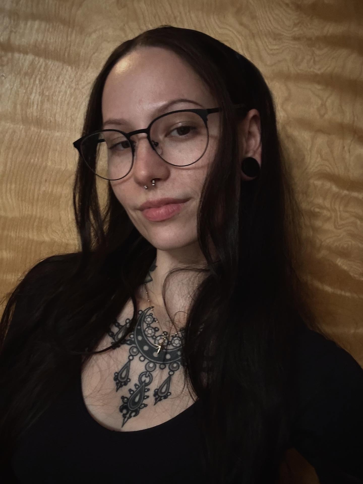Necklace black and grey tattoo on the neck by Tara, Exeter, Pennsylvania