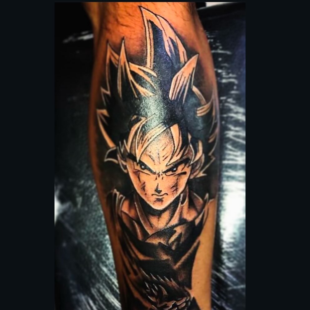 Son goku anime tattoo on the forearm by Gessel Leticia Enriquez