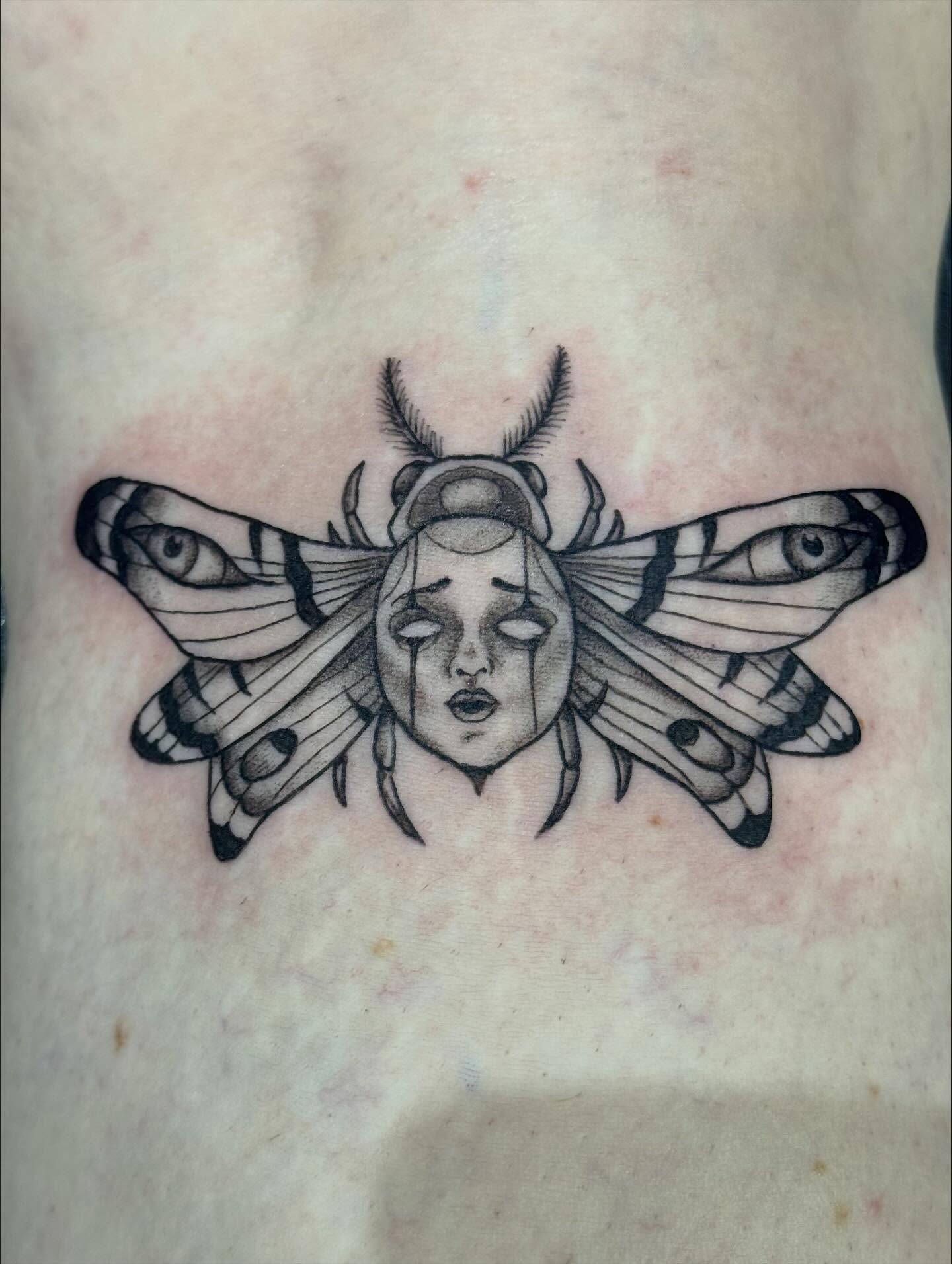 Tattoo by @carissaetattoos — black_and_grey, surrealism