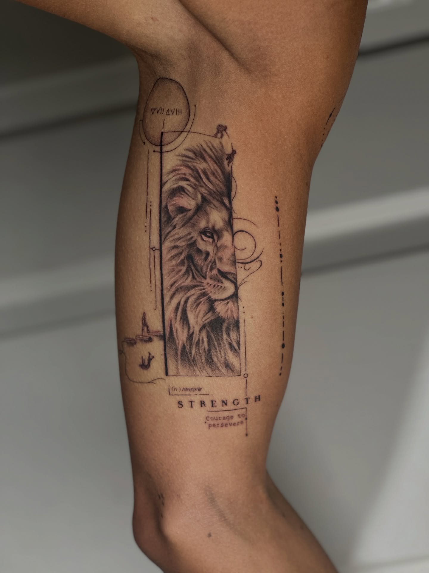 Lion realism tattoo on the forearm by Nashville Tattoo Artist - Nicolette Madlyne
