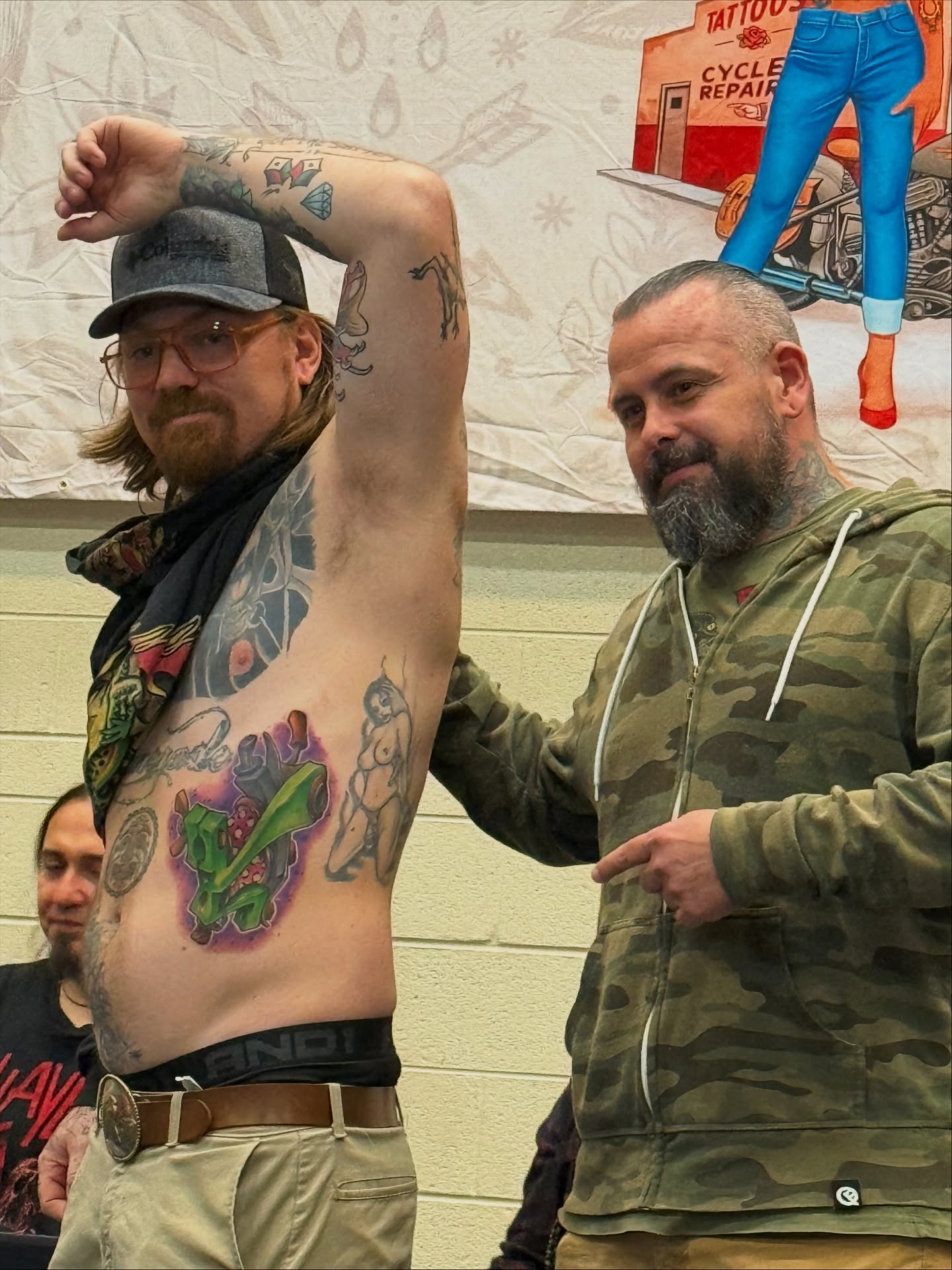 Man with large chest tattoo American traditional tattoo on the chest by Abigail (Bgail) Boyd