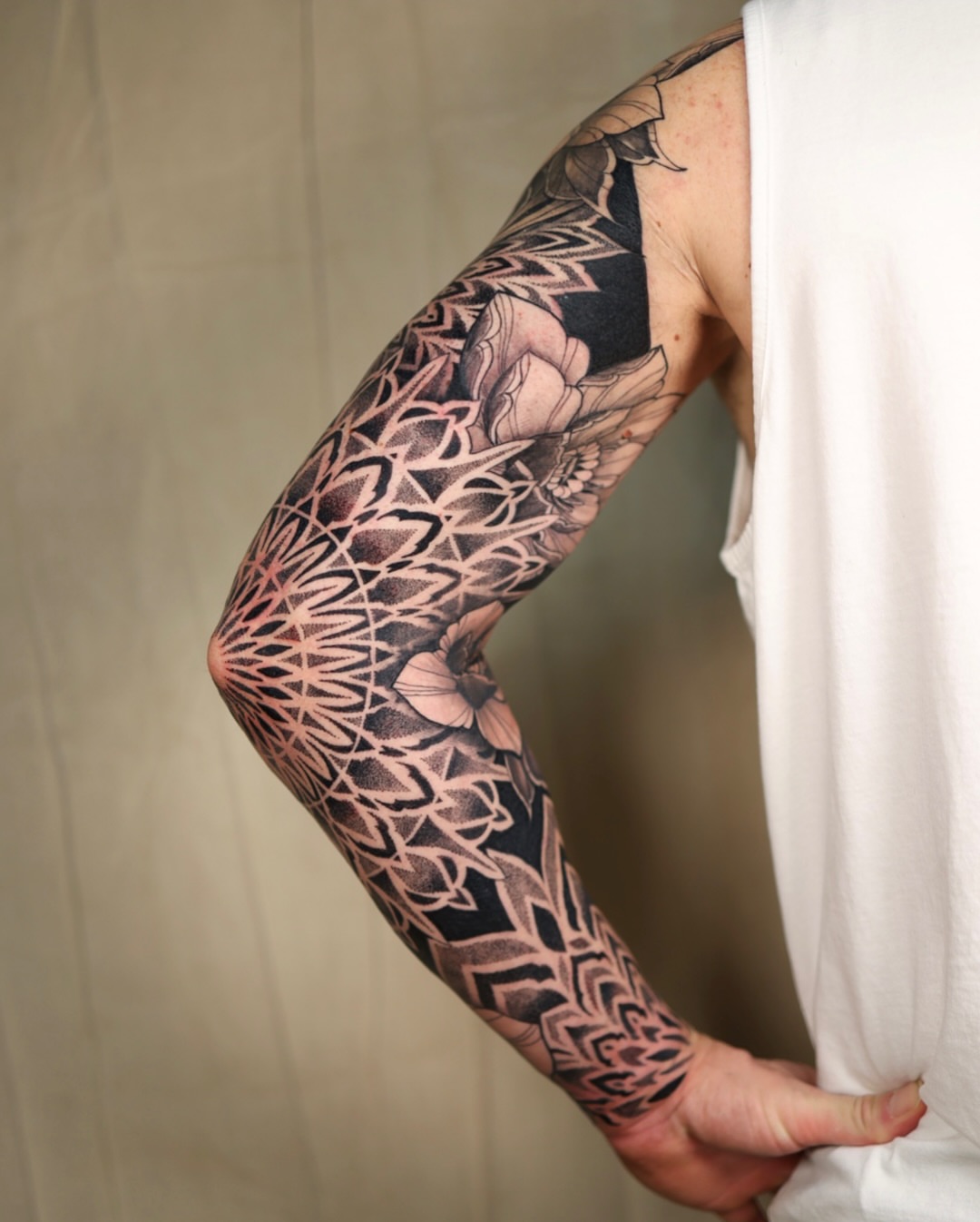 Tattoo by @fleur.tattoos — geometric, black_and_grey