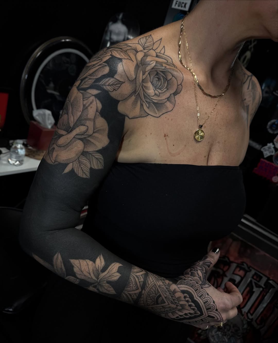 Tattoo by @rxr.dreadzilla — blackwork, black_and_grey
