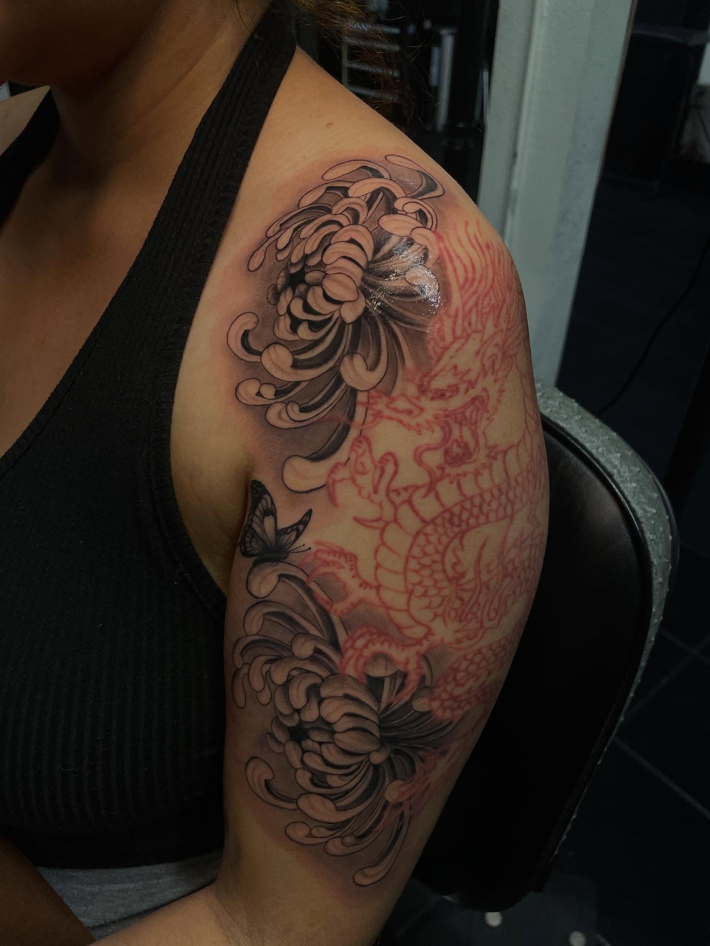 Tattoo by @tori_tattooz β japanese_irezumi, black_and_grey