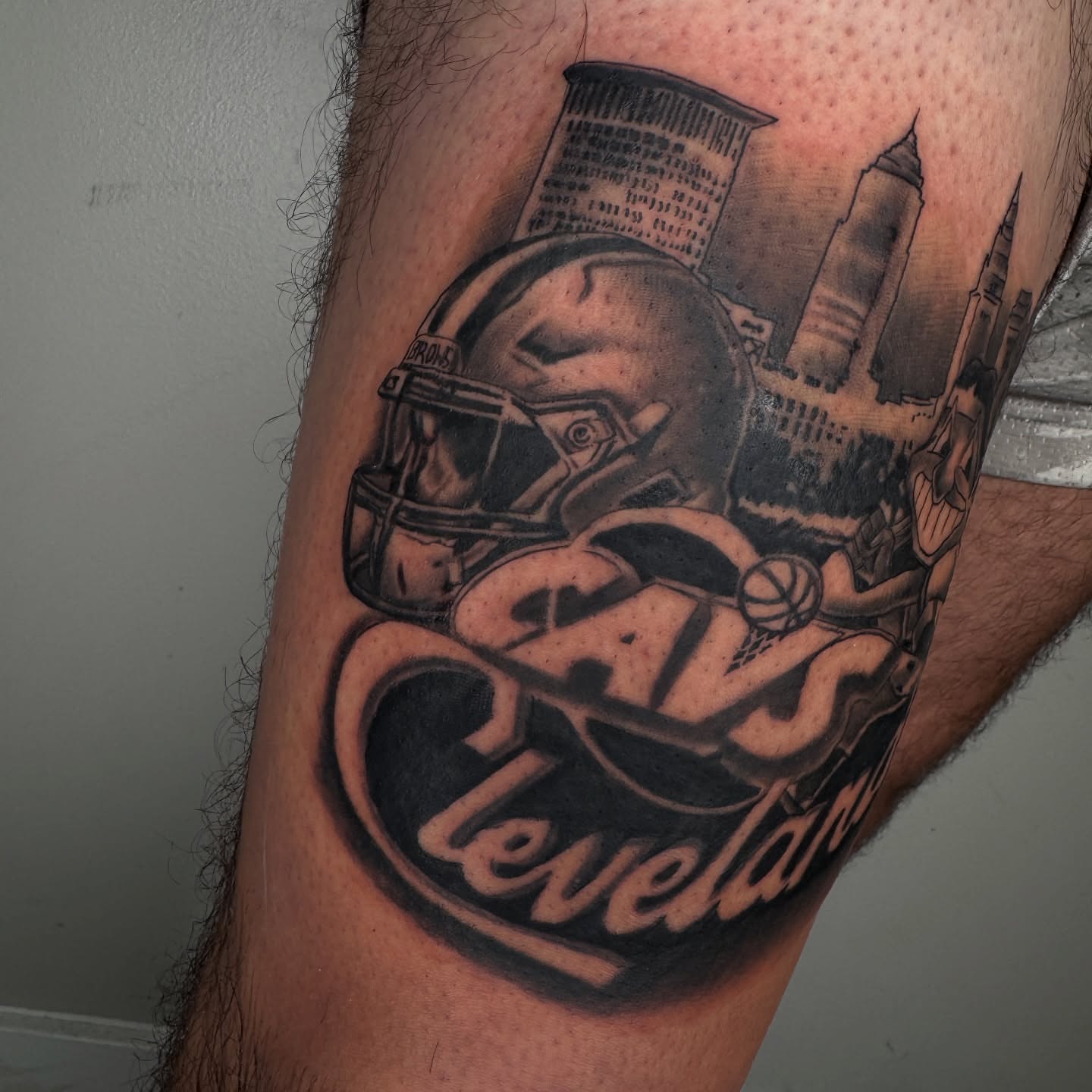 Cleveland Cavaliers black and grey tattoo on the forearm by Visionary🌌