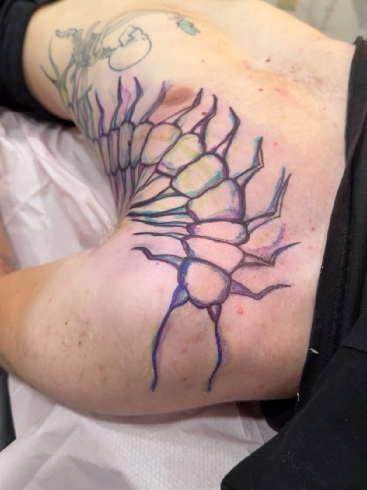 Clawed hand geometric tattoo on the forearm by Brandie Caroline, Somers Point, New Jersey
